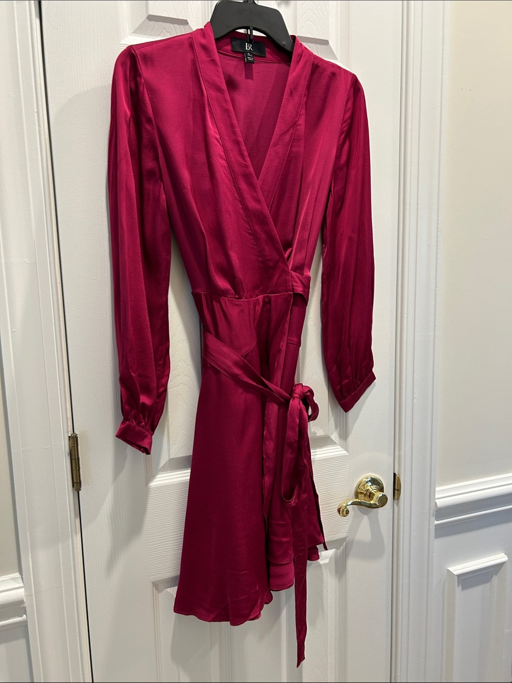 BR Satin Wrap dress- Raspberry